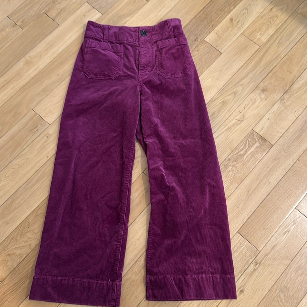 Anthropology Wide-Leg Fuchsia Curdoroy Size 26